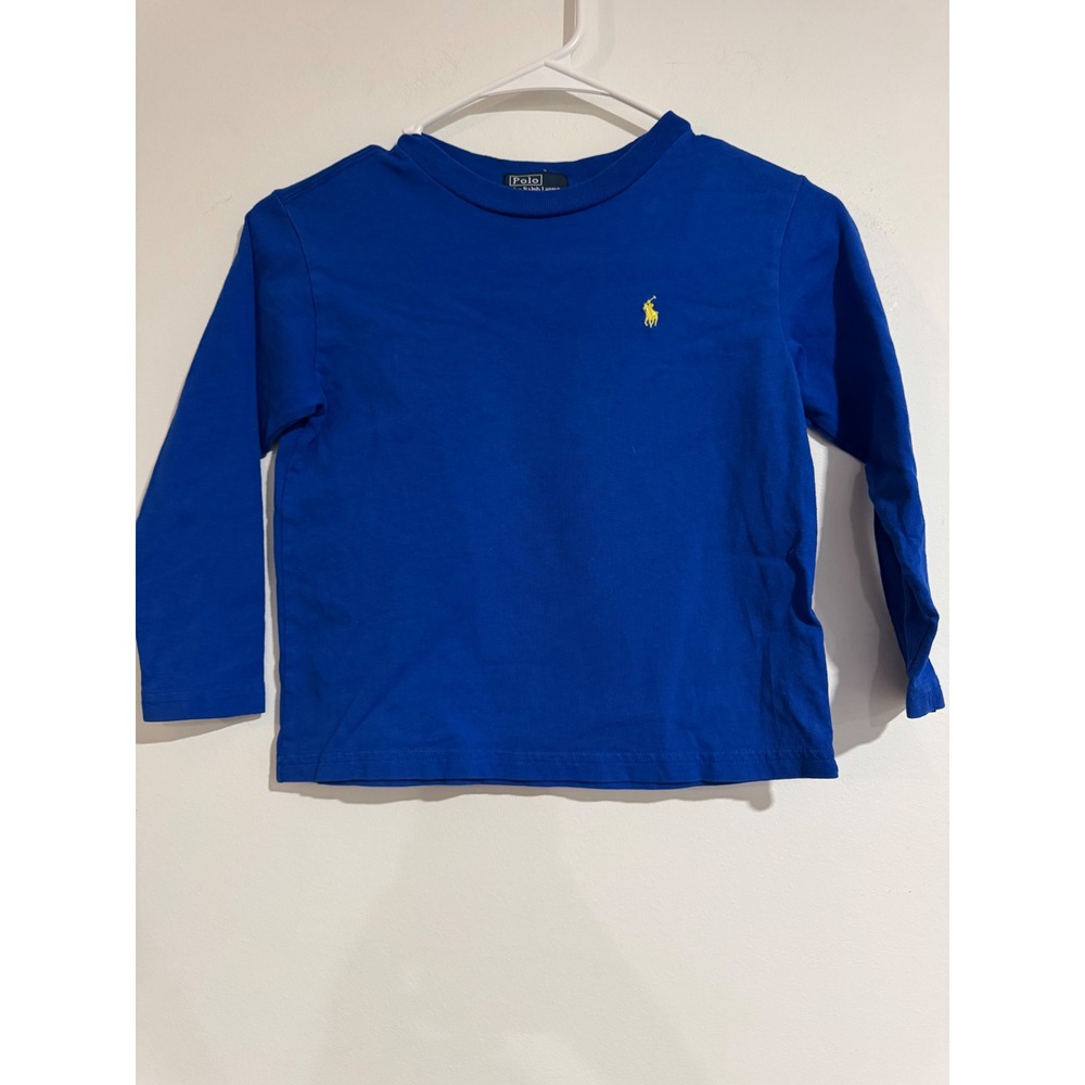 Polo Ralph Lauren Long Sleeve T-Shirt boys 4T Blue Yellow Pony Embroidery
